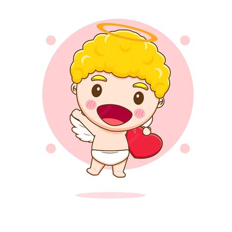 Premium Vector Cute Cupid Cartoon Character Greeting Pose