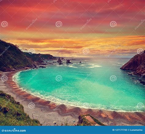 Playa Del Silencio In Cudillero Asturias Spain Stock Image Image Of