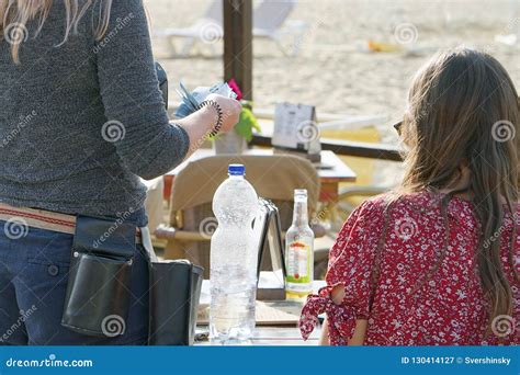 The Waiter Counts The Customer In A Cafe On The Beach Editorial Photography Image Of Cash