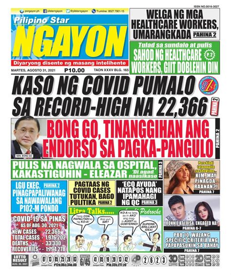 Pilipino Star Ngayon August 31 2021 Newspaper