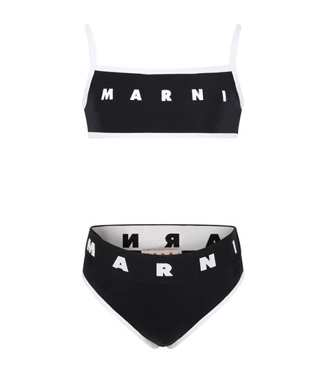 Marni Kids Bikini Nero Per Bambina Con Logo Coccolebimbi
