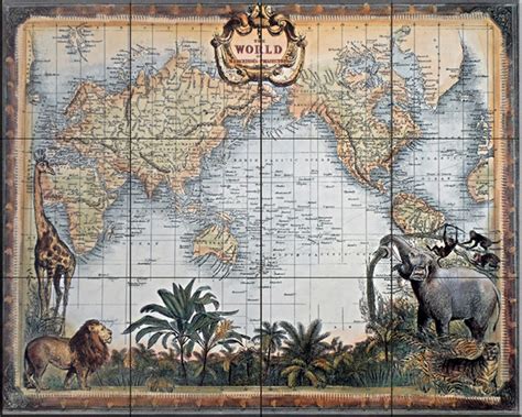 Tile Mural World Map By Unknown Traditional Tile Murals By The