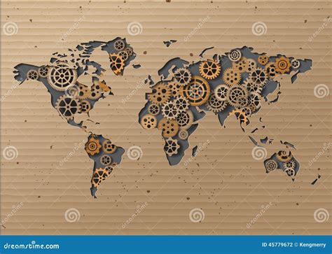 Vector World Map Brown Cardboard Stock Vector Illustration Of America