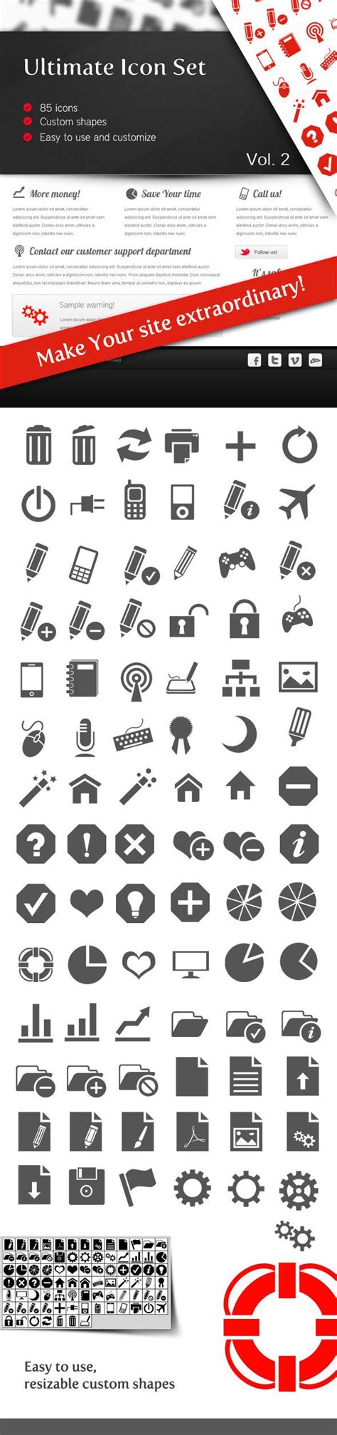 Ultimate Icon Set Vol 2 — Layered Psd Web Icon Pack Panel Icons
