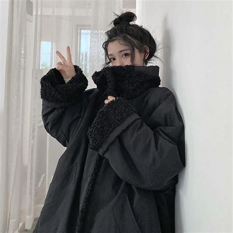 korean fashion two sided black gray oversized jacket fashion korean fashion korean outfits