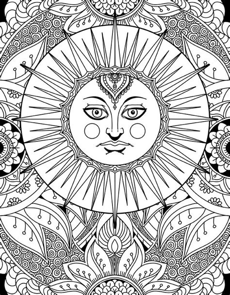 Sun Goddess Doodle Art Adult Coloring Page Paisley Coloring Pages Sun