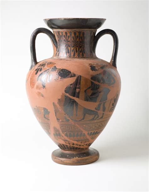 Attic Black Figure Neck Amphora With A Dionysos With Maenads And A