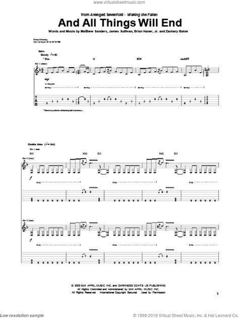 And All Things Will End Sheet Music For Guitar Tablature Pdf
