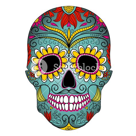 Day Of The Dead Colorful Skull With Floral Ornament Royalty Free Stock