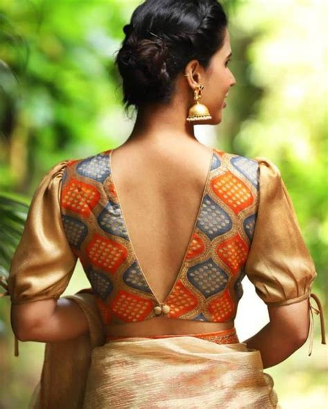 Deep Neck Blouse Designs For Silk Sarees