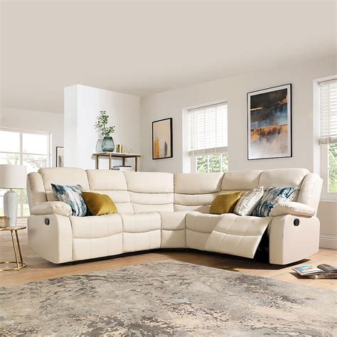 Sorrento Recliner Corner Sofa Ivory Classic Faux Leather Only £129999
