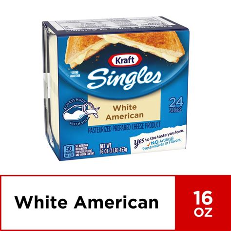 This is why many american cheese slices are yellow; Kraft Singles Cheese Slices, White American Cheese, 24 ct ...
