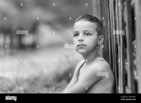 Portrait Of A Adorable Boy Outdoor Stock Photo Alamy