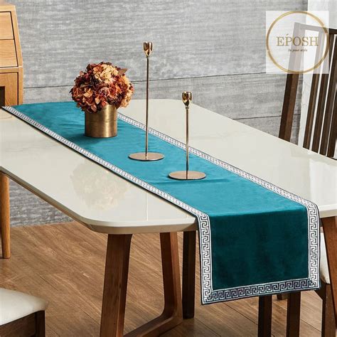 Velvet Table Runner Teal Eposhpk