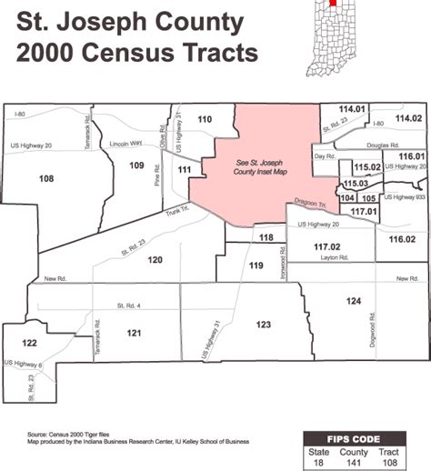 Stats Indiana Census 2000 Tract Maps For St Joseph County Indiana