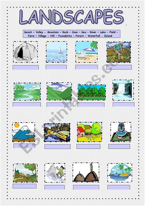 Landscapes Esl Worksheet By Cuneiform Landscape Matching Activity