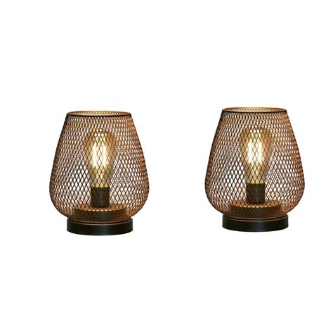 Borough Wharf Set Of 2 Metal Cage Table Lamp Battery Powered Cordless