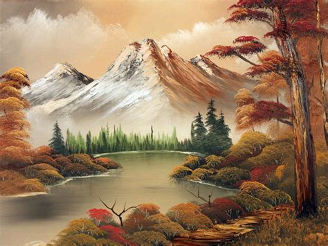 A Calm Day Mountain Landscape Painting Landscape Paintings