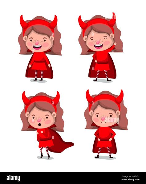Little Girls With Devils Costume Characters Stock Vector Image And Art