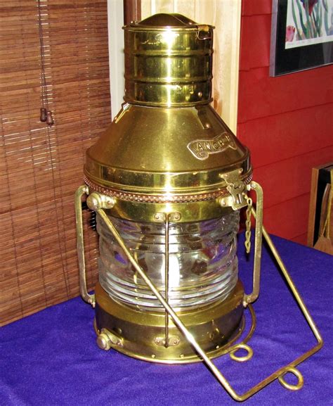 Large Antique Brass Anchor Ship Lantern Etsy