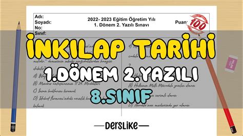 8 Sınıf İnkılap Tarihi 1 Dönem 2 Yazılı Soruları 2023 YouTube