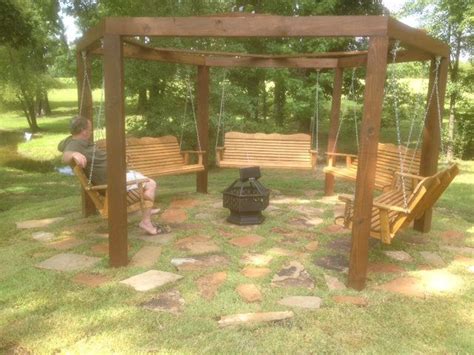 This fire pit has a very low neck yet a wider pit than most. Swings Around Fire Pit Plans - Swinging Benches Around a ...