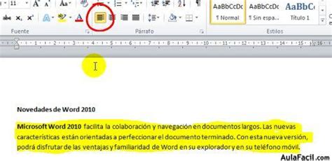 Alineación De Párrafos Word 2010