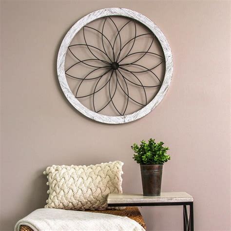 The Stratton Home Decor Metal And Wood Art Deco Flower Wall Decor Is The