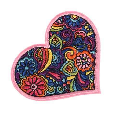 1pcs Heart Shape Flower Embroidery Applique Patches For Clothing Iron