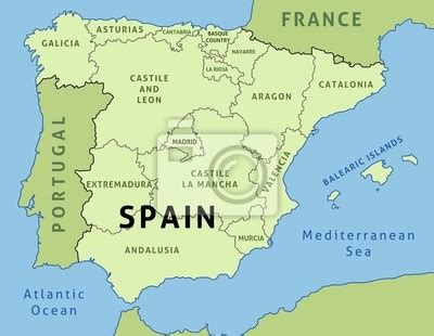 Der norden und ausgewählte regionen. Spanien Regionen Karte