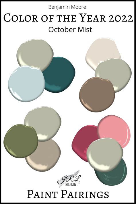 Paint Pairings For Benjamin Moore Color Of The Year October Mist Top Paint Colors