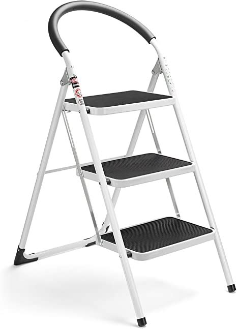 Delxo 3 Step Ladder Folding Step Stool 3 Step Ladders With Handgrip