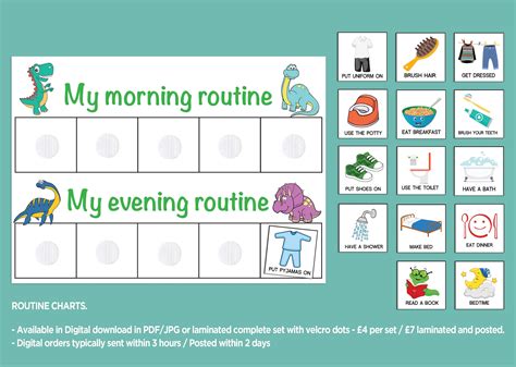 Childtoddler Daily Routine Chart Printable Morningevening Checklist