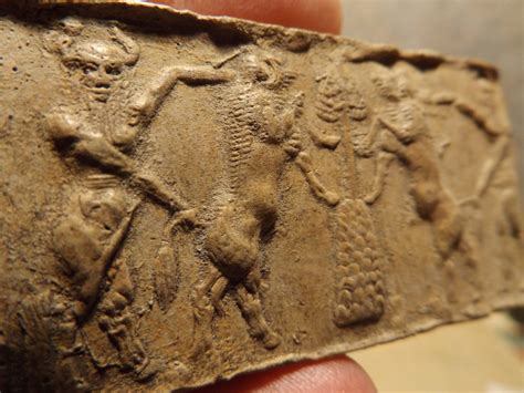 Sumerian Statue Art Akkadian Cylinder Seal And Impression Gilgamesh