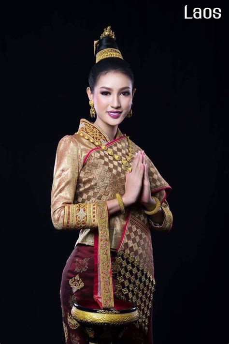 Miss World Lao 2017 And Her National Costume Lao Traditional Dress In Laos Pdr Laos