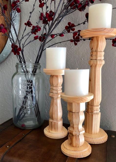 Pillar Candle Holders Set Of 3 Etsy