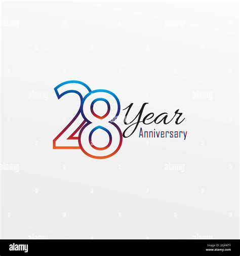 28 Years Anniversary Celebration Blue Colors Comical Design Logotype