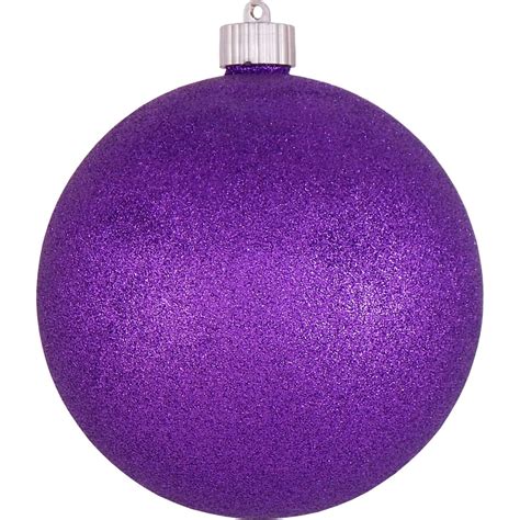 6 150mm Shatterproof Purple Glitter Christmas Ball Ornament By