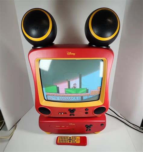 Disney Mickey Mouse Retro Crt Television With Dvd Player And 2 Remotes