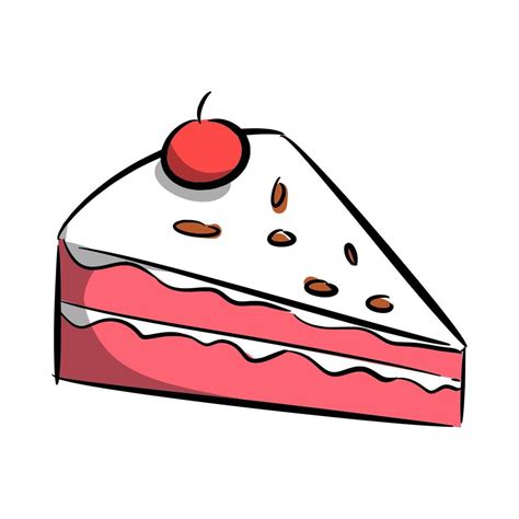 Slice Of Cake Icon With Cherries Concept Of Birthday Party