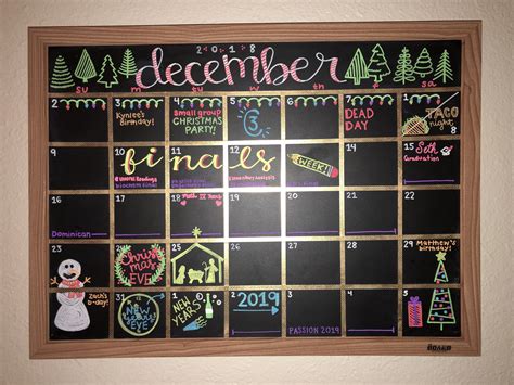 December Diy Chalkboard Calendar Chalkboard Calendar Chalkboard