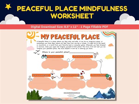 Peaceful Place Mindfulness Worksheet Trauma Ptsd Kids Etsy