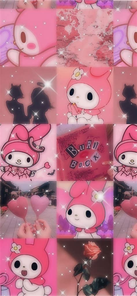 Kuromi And My Melody Matching Wallpaper Pink Wallpaper Hello Kitty