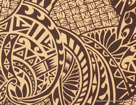 Fabric Tribal Native Hawaiian Print Polynesian Tattoo Tapa Lavalava