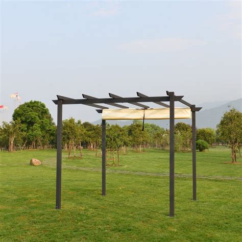 Aleko Aluminum Outdoor Retractable Canopy Pergola 13 X 10 Ft White