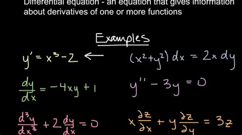 Ordinary Differential Equations Intro Youtube