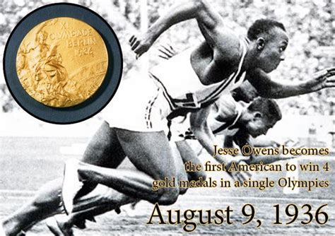 August 9 1936 Jesse Owens Becomes The First American To Win 4 Gold Medals In A Single Olympics