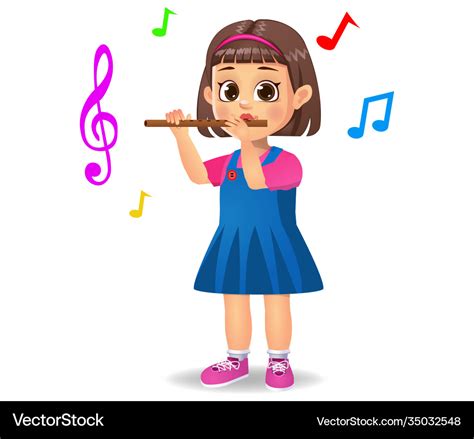 Cute Girl Playing Flute Royalty Free Vector Image