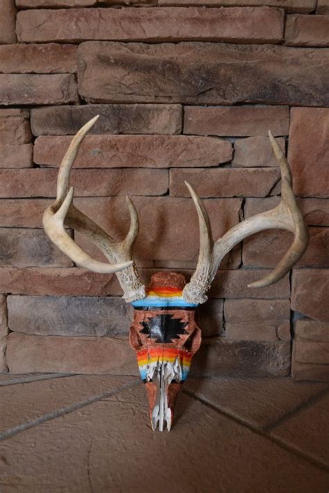 Painted Deer Skull Tribal By Indiancreekcreations On Etsy Painted