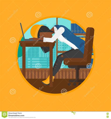 Woman Sleeping On Workplace Vector Illustration Stock Vector